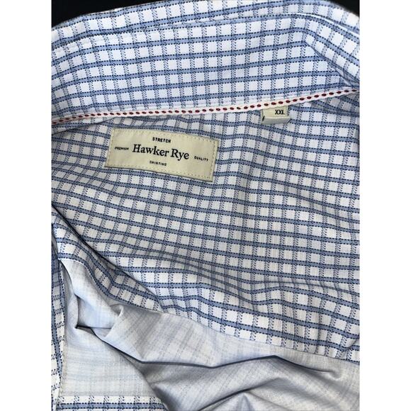 Hawker Rye Shirt Mens XXL‎ Blue White Plaid Stretch Long Sleeve Button Down - Picture 5 of 7